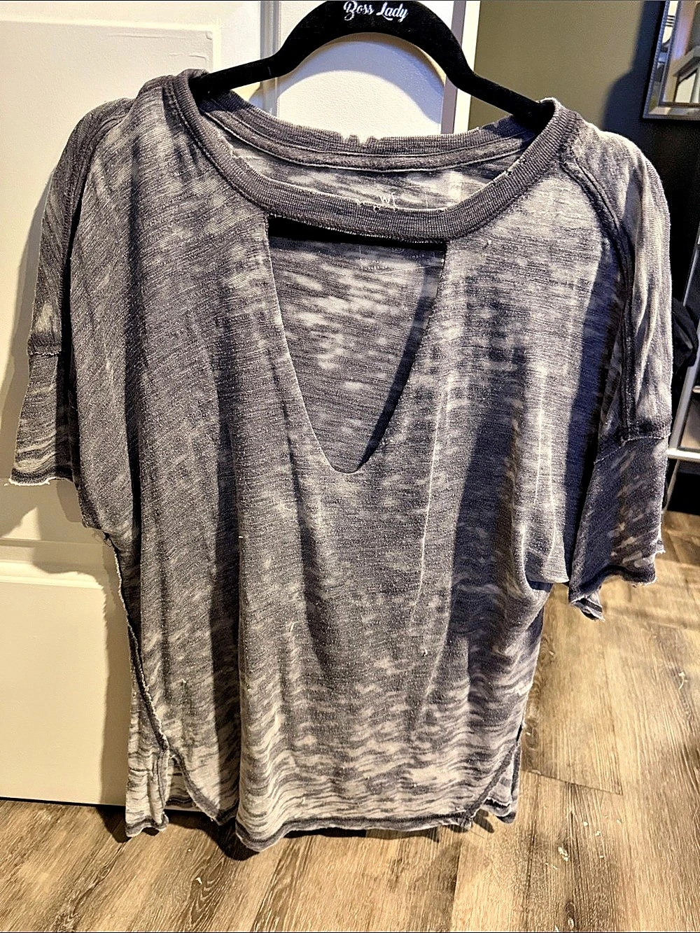 Free People We The Free Jordan Burnout Tee Gray Short Sleeve Top